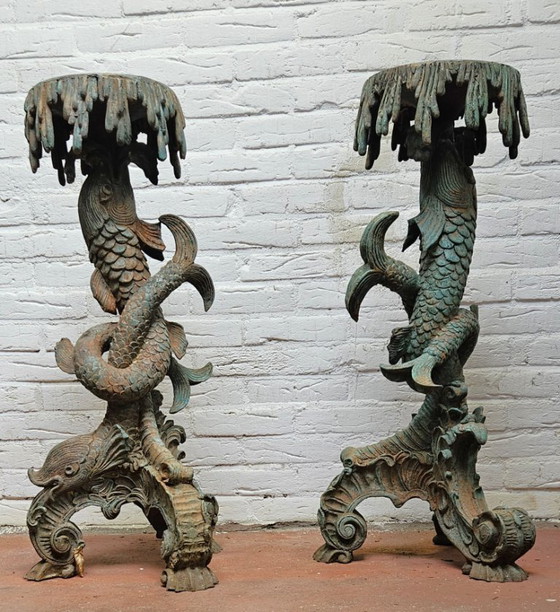 Image 1 of Monumental Rococo-style Bronze Pedestals