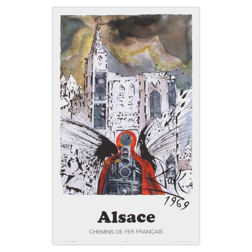 Salvador-Dali-Plakat SNCF – Französische Eisenbahnen – Elsass (Großraum) 1969 – posters, Paper