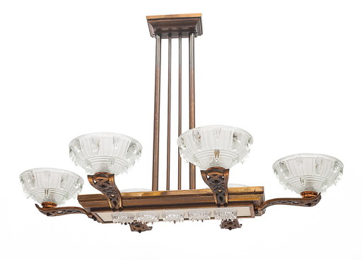 Paquebot Art Déco Ezan chandelier, 10 lights