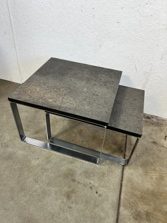 Image 1 of Set of Vintage Coffee Tables, Slate, Peter Draenert, Belgium, 1970s