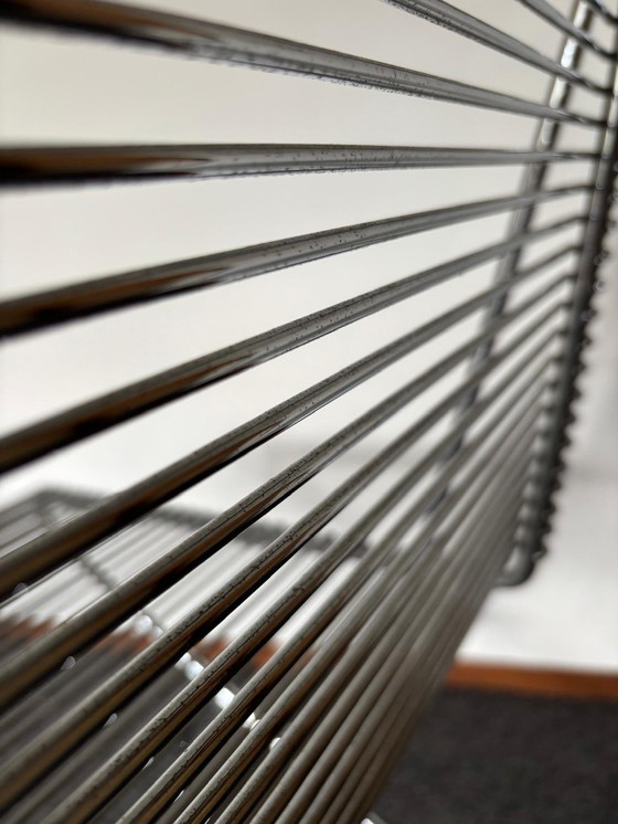 Image 1 of 4 vintage 1980s Till Behrens Kreuzschwinger wire steel chairs for Schlubach