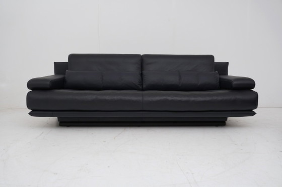 Rolf Benz 6500 Set Sofà Tre posti Due posti Pelle blu scuro (foto 5 di 13)