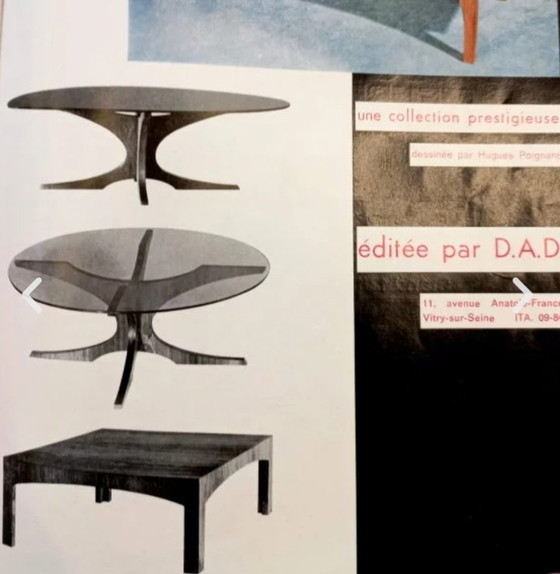 Image 1 of Vintage coffee table from the 1960s/70s after Hugues Poignant, smoked glass & teak