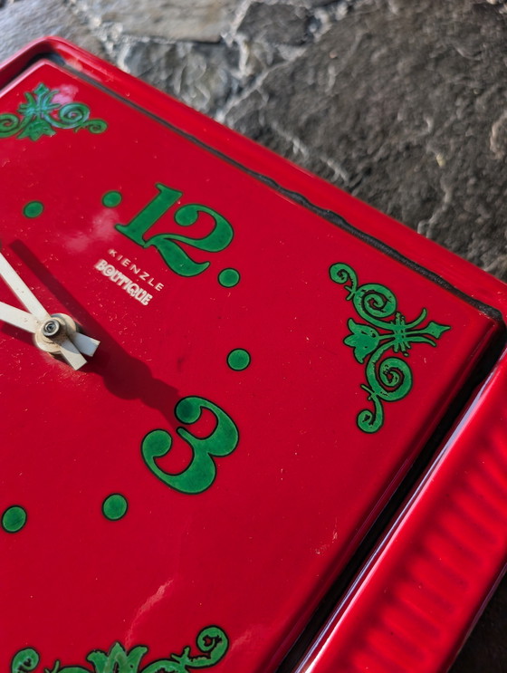 Image 1 of Vintage Red Ceramic Clock By Kienzle, 1970s