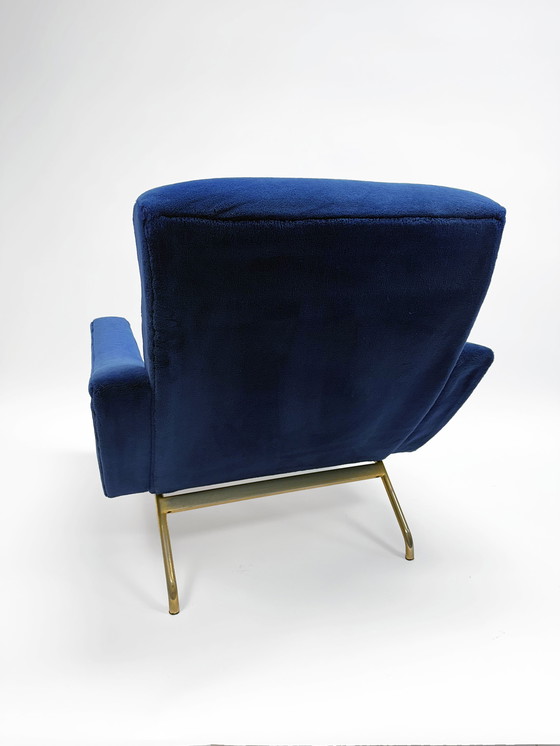 Image 1 of Pair of Royal Blue Galion Lounge Chairs by Steiner (1950s)