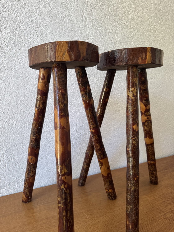 Image 1 of 60's Brutalist wood stools