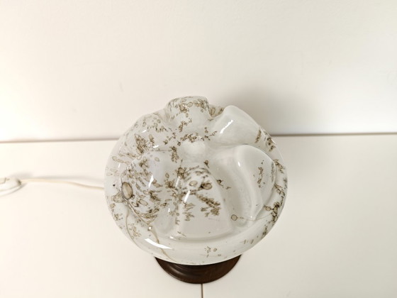 Image 1 of Lampada da tavolo in vetro a bolle d'aria vintage / Lampada da comodino moderna di metà secolo / Luce da comodino retrò degli an