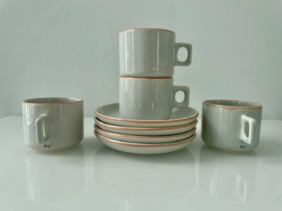 Image 1 of 4x tazas y platillos de diseño holandés Driehoek Huizen