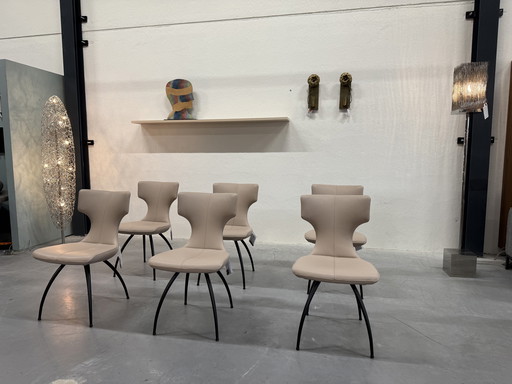 6 chaises de salle à manger Leolux Callas, coloris Raffino Dove