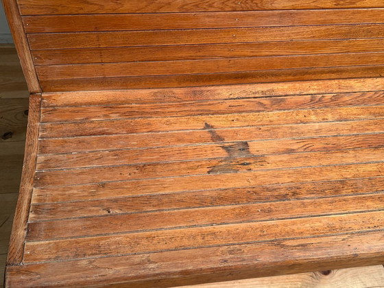 Image 1 of Banc de train industriel vintage 1950s