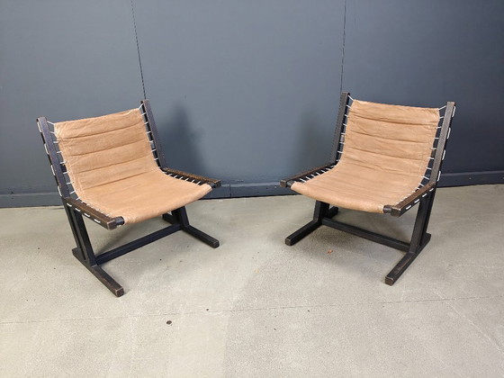 Image 1 of Chaises longues en toile et corde de Casala, Allemagne de l'Ouest, années 1970, lot de 2