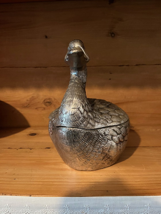 Image 1 of Mauro Manetti - Silver-plated Ice Bucket in Shape of Duck