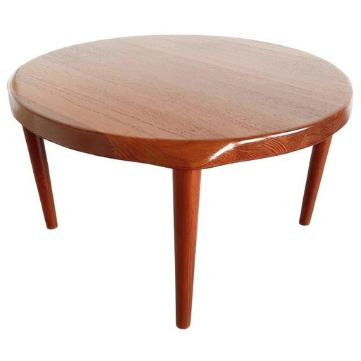 Table basse ronde en teck, design danois moderne du milieu du siècle, John Boné, Mikael Laursen, années 1960