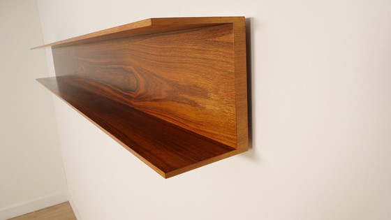 Image 1 of Vintage boekenplank in palissander | wandplank | Walter Wirz voor Wilhem Renz | 240 cm