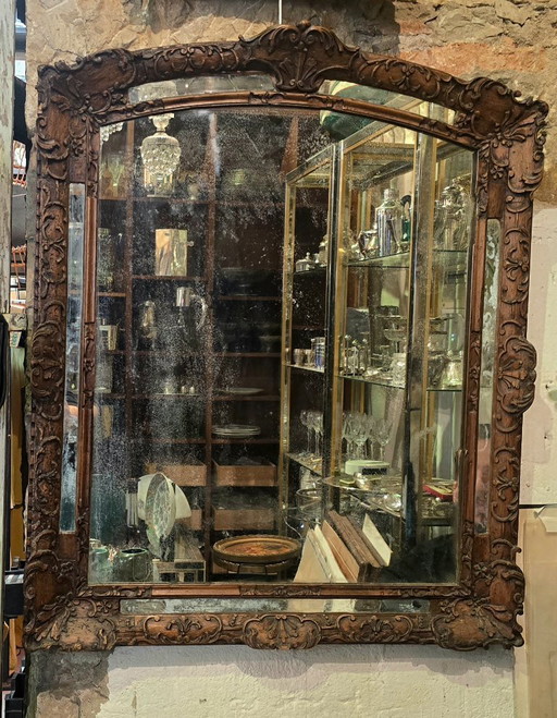 18th-century period mirror in carved wood, Louis XV style
