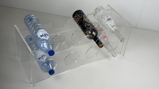 Vintage plexiglass lucite large wine rack / bottle rack Space Age
