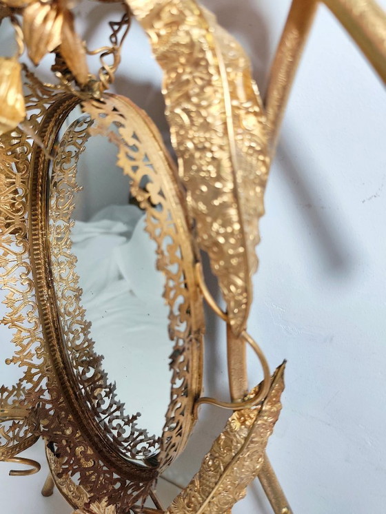 Image 1 of Oval Brass Mirror. Spain, 1940s.