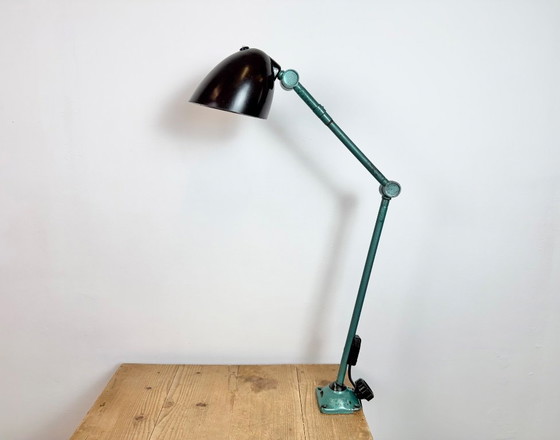 Image 1 of Large Green Industrial Workshop Table Lamp, 1960s