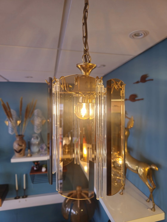 Lampada a Sospensione Vintage a Piastre Vetro Fumè Anni '70 – Lampade a sospensione, Brass, Glass (photo 6 of 14)