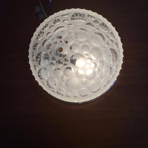 Minimalist clear glass wall/ceiling light, 1960s-1970s vintage light fixture