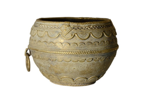Antike Bronzevase, Schale, ethnischer Topf, handgefertigt in Indien – decoratieve objecten