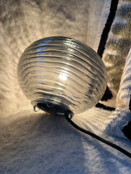 Smoked glass lamp - table/night lamp - Vintage - halogen