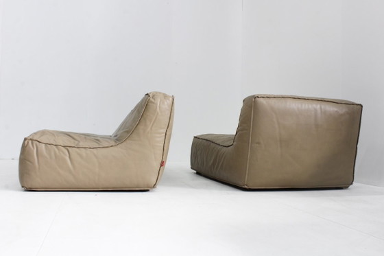 Image 1 of Vintage modulaire sofa groen leer van Verzelloni, Italië, jaren 90 