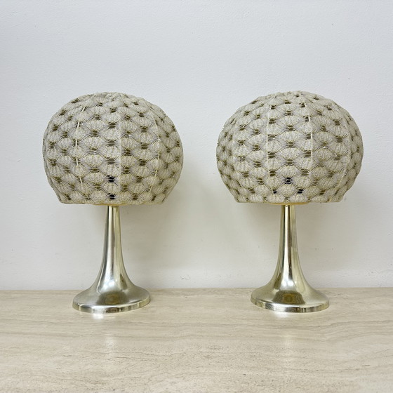 Image 1 of Set of 2 Aro leuchte table lamps with fabric shade , 1970s