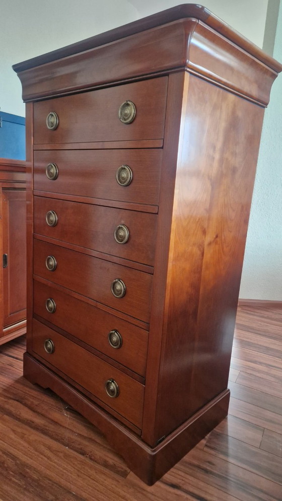 Cassettiera in legno con sei cassetti, Cassettiere, Ottone, Marrone, Klassiek (foto 7 di 11)