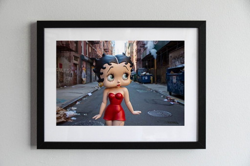 Photo imprimée et encadrée / cadre décoration / Série limitée / Signée / Betty Boop à New-York