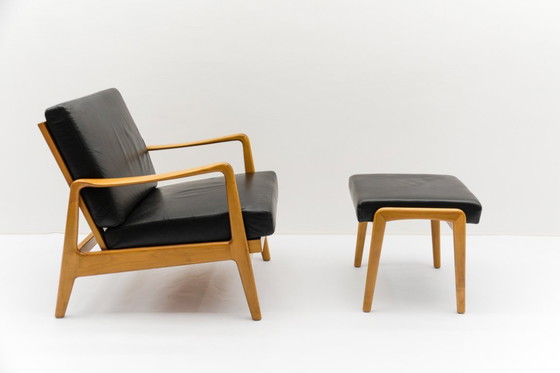 Image 1 of Set di due poltrone e un pouf in stile scandinavo moderno di metà secolo, anni '60