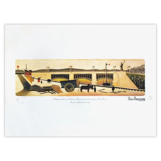 Image 1 of L'ufficiale doganale Rousseau, Il ponte Grenelle sotto la neve, litografia, 1990