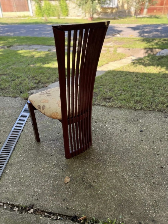Lacquer and Fabric Dining Chairs by Pietro Costantini, 1980, Set of 6, Brown (photo 7 of 10)