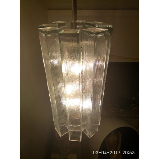 Vintage glazen hanglamp van Doria, Duitsland 1970