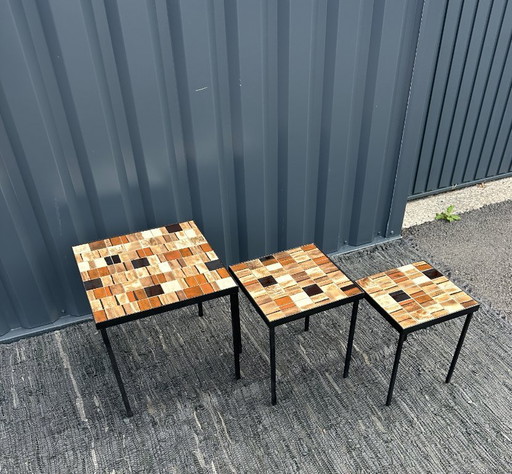 Mado Jolain Trio di Tavolini da caffè – salontafels, Ceramic, Metal