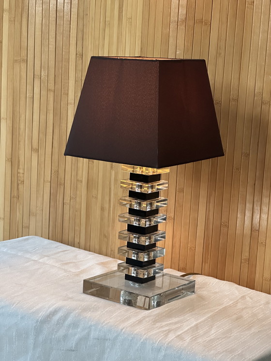 Image 1 of Vintage Hollywood Regency table lamp glass base