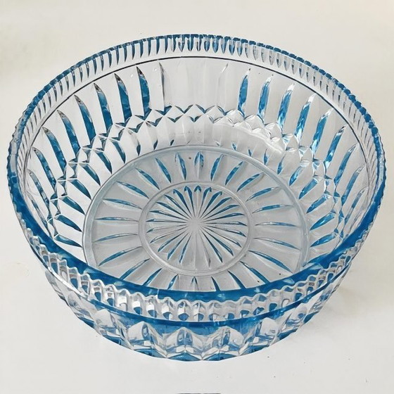 Image 1 of Antica fruttiera in vetro azzurro Art Déco anni '30