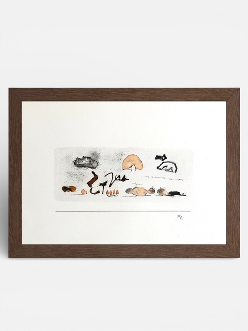 Hans EPP - Magnificent abstract painting from 1968 - framed