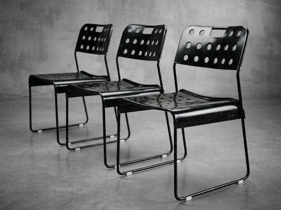 4 Original Vintage Black Omstak Chairs by Rodney Kinsman (Black Frame) – Bieffeplast, Dining chairs, Metal (photo 10 of 21)