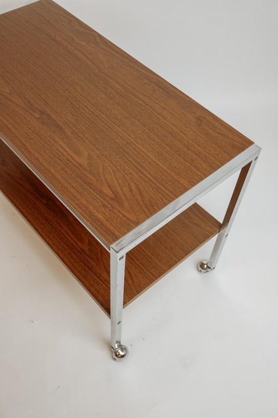 Image 1 of Vintage bar trolley, 1970s - Wood and chrome
