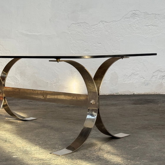 Image 1 of Retro salontafel van staal en glas, jaren 60