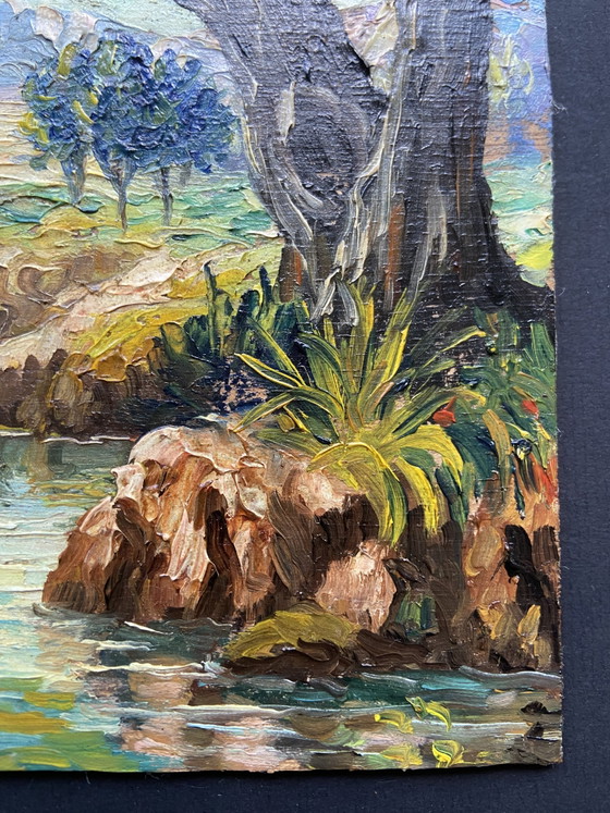 Edmond Flégier Signed French Oil Painting – Provence Landscape c.1950 – Paintings & Drawings, Wood (photo 6 of 8)