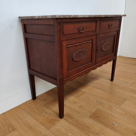 Image 1 of Vintage antique sideboard, wall unit, chest of drawers, bathroom vanity with marble top