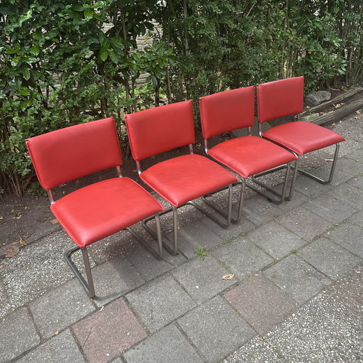 4x sedie a sbalzo reed skai anni '70 (retro)