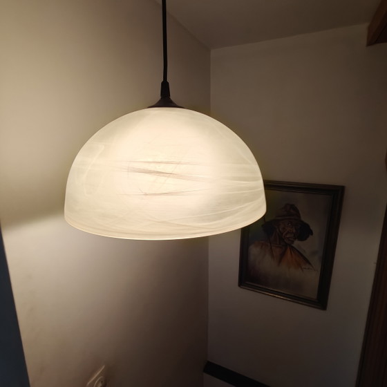 Image 1 of Vintage hanglamp van zwaar, wervelend glas – opnieuw bedraad – 30 cm