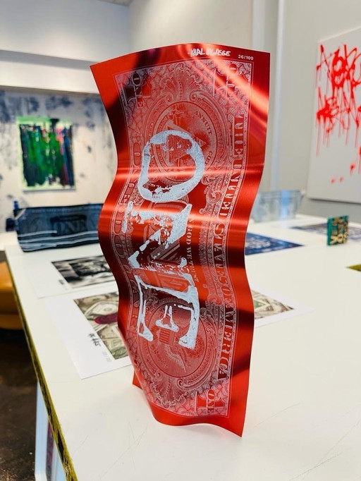 Karl LAGASSE - One Dollar Rosso Bianco - Sculpture d'artiste