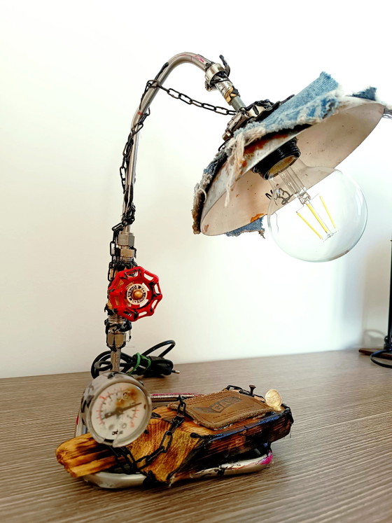 Industrial Table Lamp – Gas, Leather, Metal (photo 2 of 8)