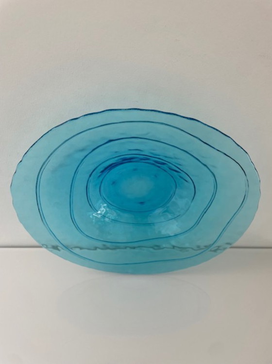 Image 1 of Mouth-blown glass bowl light blue 35 cm