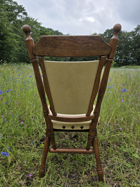 Image 1 of Set of 2 solid oak chairs with decorative nails