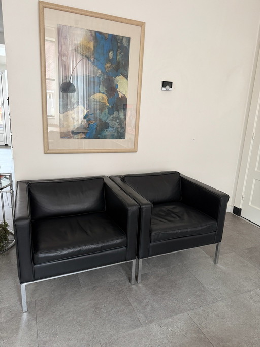 Set Artifort 905 Comfort Sessel schwarzes Leder